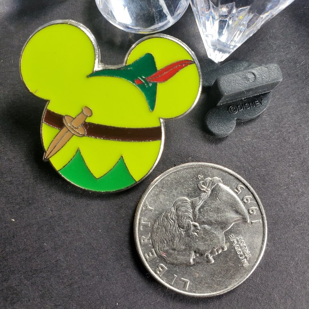 Disney Parks Mickey Mouse Icon Head Perter Pan Green Pin - Picture 2 of 3